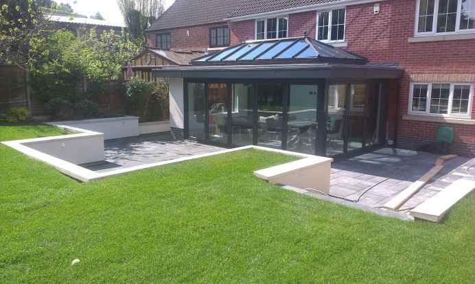 Anthracite Grey Orangery and Landscaping in Nottingham