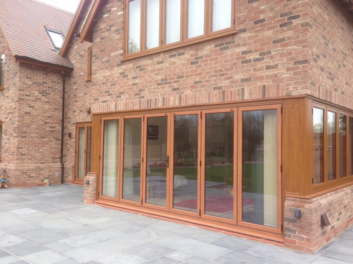 Light Oak Aluminium Sliding and Bi-Fold Doors in Derby