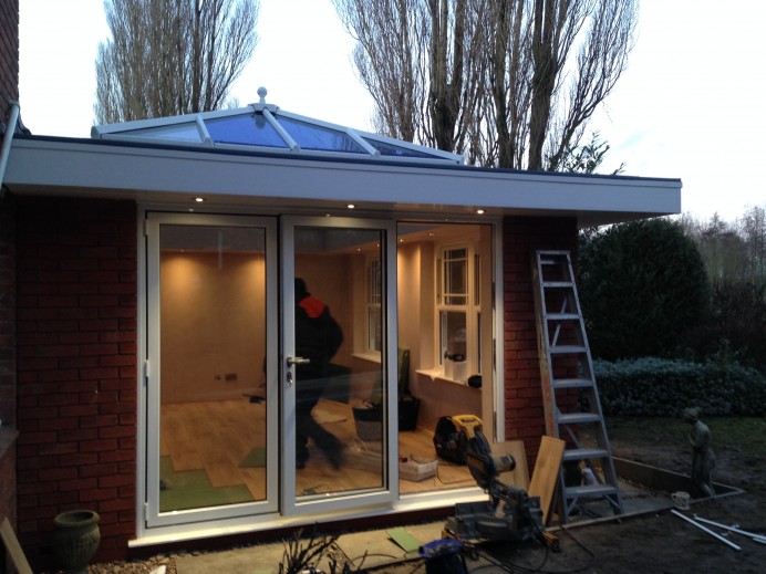 Overhang Orangery Finished in White