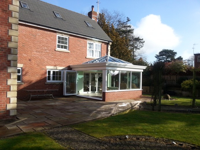 White Orangery with Side Sliding Windows