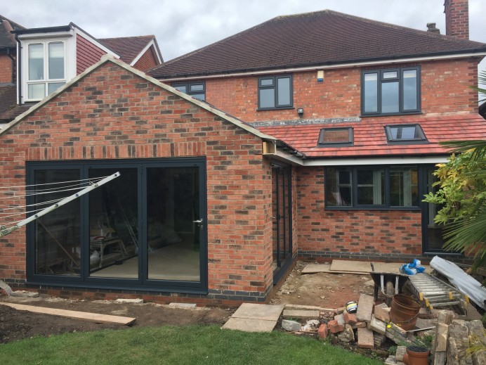 Aluminium Windows, Single Door and Bi Fold Door Installed