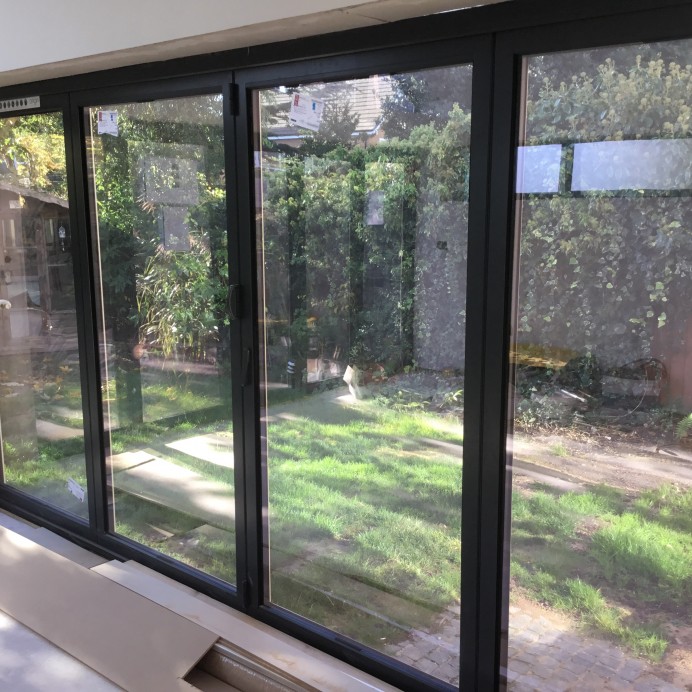 French Grey Bi Folds and Windows Installed