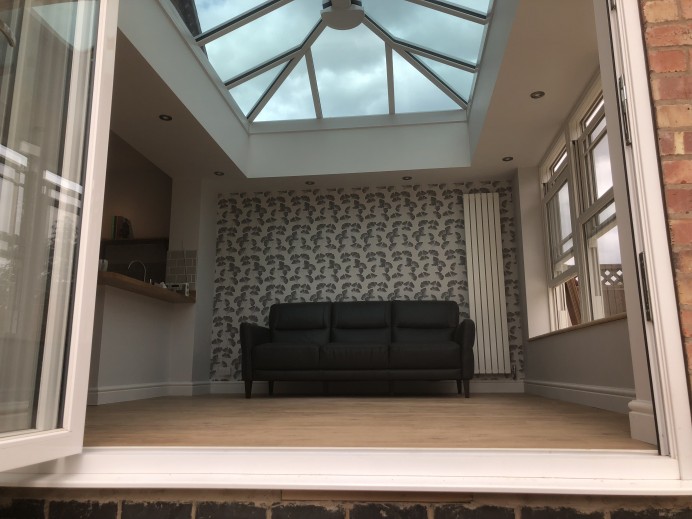 New Orangery Fitted as Living Space for Kitchen