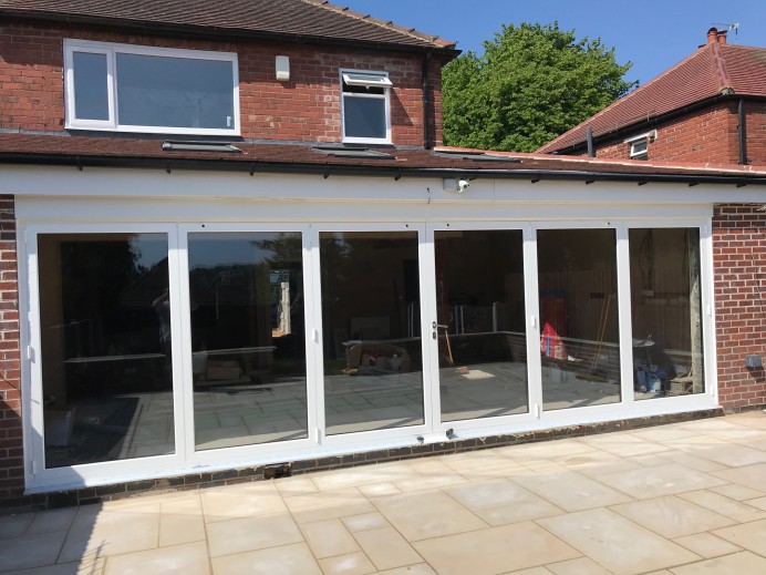 7 Metre White Bi Fold Door Fitted at Property