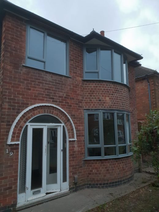 Dark Silver Metallic Bay Window Fitted with Normal Windows