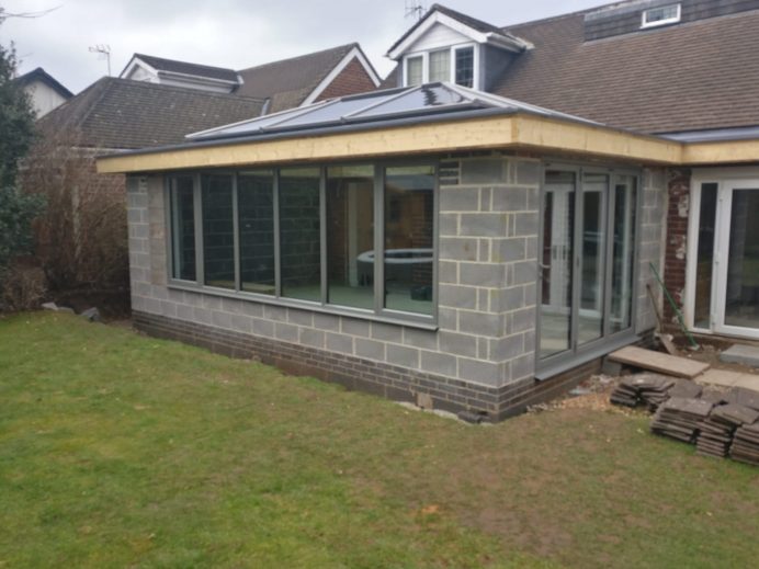 Dark Silver Metallic Orangery Replaces an Old Conservatory