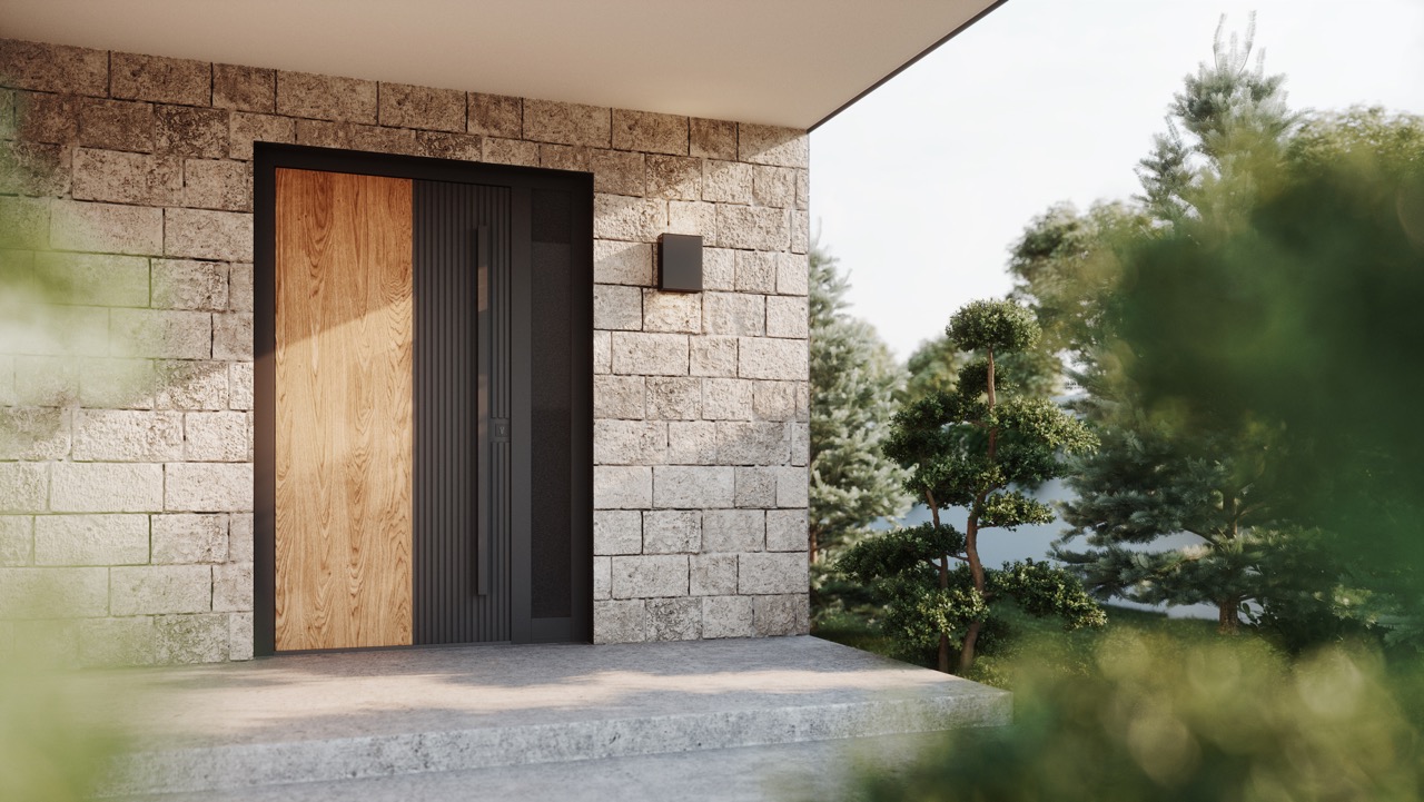 alu wood slat door